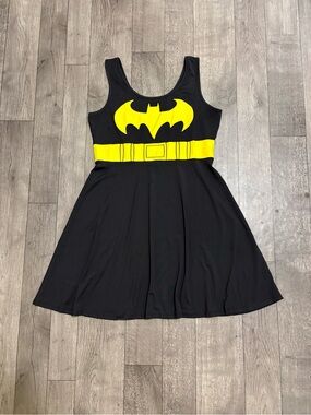 Batman Black Dress with Bright Yellow Bat Emblem and Belt